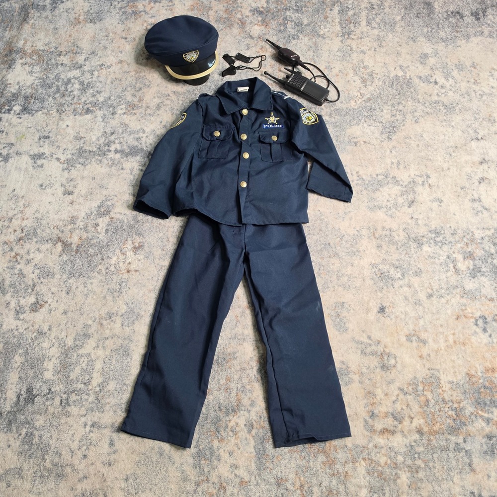Dress Up America Costume Kids Small 4-6 Navy Police Officer Uniform Set Toy Gear